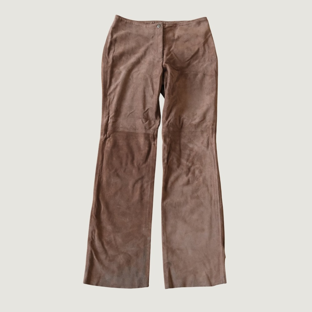 BCBG Max Azria‎ Pants Womens Brown Suede Flare Western Boho 8 Vintage Low Rise